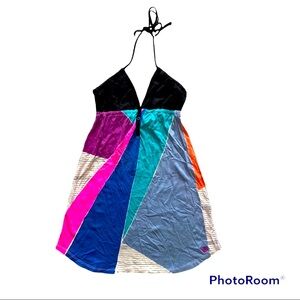 🌸 Roxy Patchwork Halter Dress - Size Small
